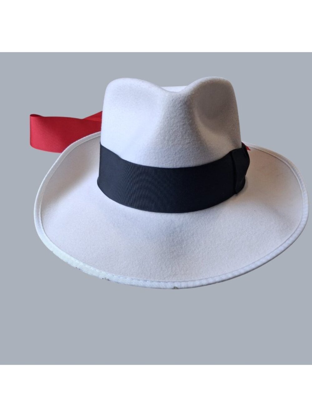 Classic Men’s Wool Felt Godfather Gangster Fedora Hat White Wide Brim Mobster US